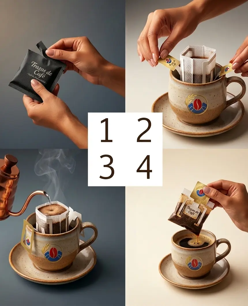 Persona preparando café con un Drip de Trazos de Café