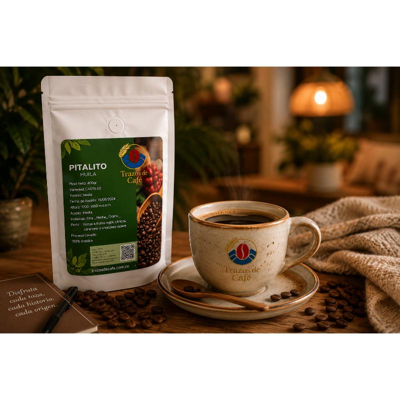Disfrutando una taza de café de especialidad Trazos de Café de origen Pitalito Huila.